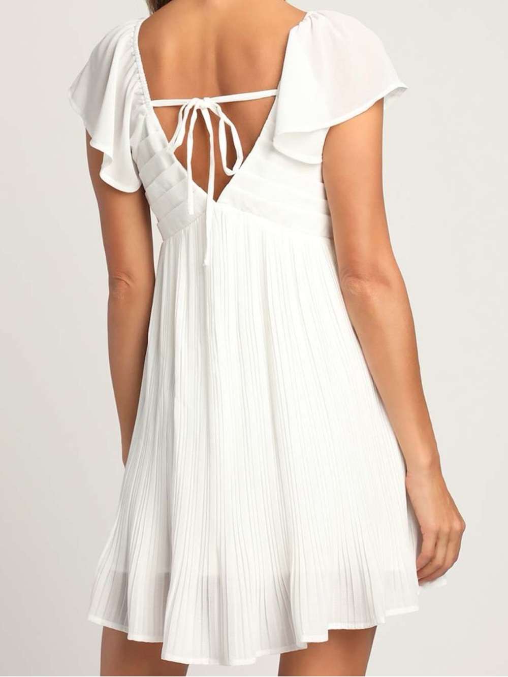 NWT LULU'S Amalfi Coast pleated flutter mini dress white S - Picture 2 of 10